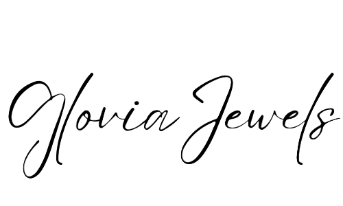 Glovia Jewels logo in black cursive text on a white background